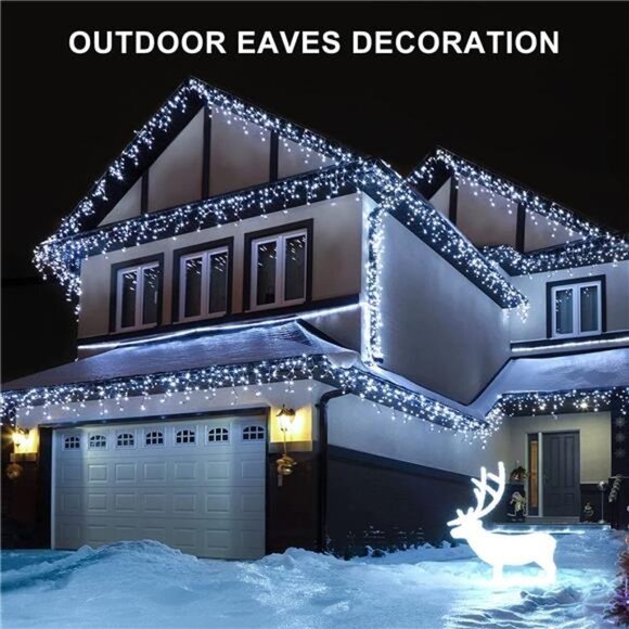 480 LED Icicle Lights,26.2FT Icicle Lights Outdoor Waterproof Christmas Lights - Picture 3 of 6